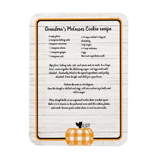 Magnet Flexible Recette keepsaké automne plaid orange citrouille b (Vertical)