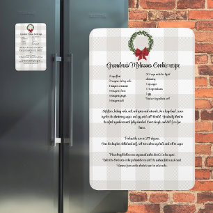 Magnet Flexible Recipe Keepsake Christmas Cookies red green plaid 