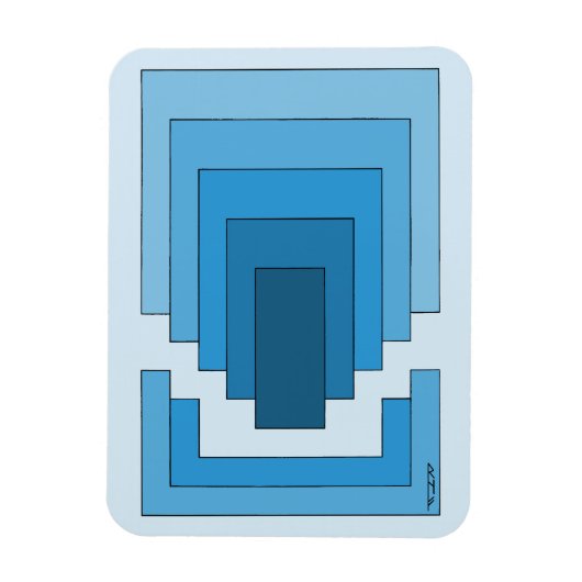 Magnet Flexible Rectangle Abstrait en bleu (Vertical)