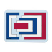 Magnet Flexible Rectangle Abstrait en rouge, blanc et bleu (Horizontal)