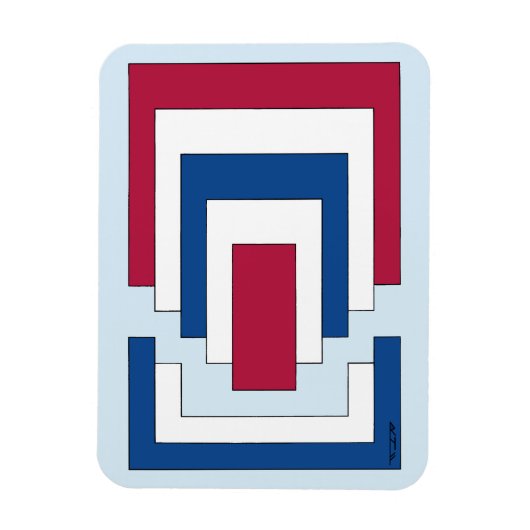 Magnet Flexible Rectangle Abstrait en rouge, blanc et bleu (Vertical)