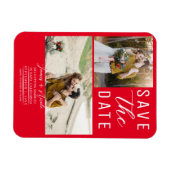 Magnet Flexible Red 2 Photos Enregistrer le Mariage de date (Horizontal)