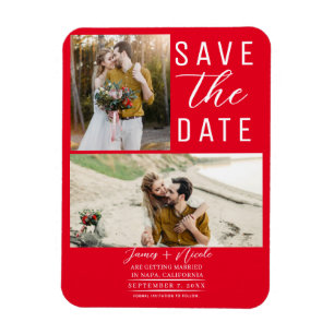 Magnet Flexible Red 2 Photos Enregistrer le Mariage de date