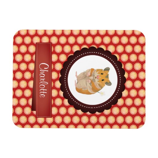 Magnet Flexible Red Ajouter Votre Nom Hamster (Horizontal)