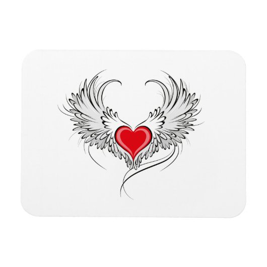 Magnet Flexible Red Angel Coeur avec ailes (Horizontal)