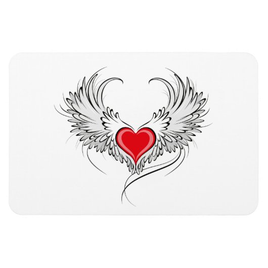 Magnet Flexible Red Angel Coeur avec ailes (Horizontal)