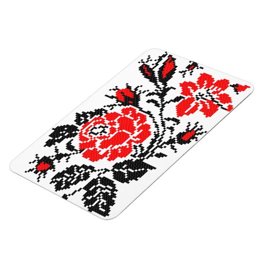 Magnet Flexible Red & Black Rose cross-stitch Russian Pattern (Côté Gauche)