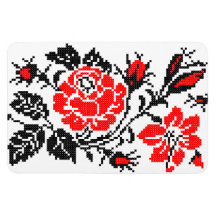 Magnet Flexible Red & Black Rose cross-stitch Russian Pattern