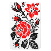 Magnet Flexible Red & Black Rose cross-stitch Russian Pattern (Vertical)