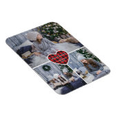 Magnet Flexible Red Buffalo Plaid Heart Snow Photo Joyeux Noël (Côté Droit)
