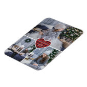 Magnet Flexible Red Buffalo Plaid Heart Snow Photo Joyeux Noël (Côté Gauche)