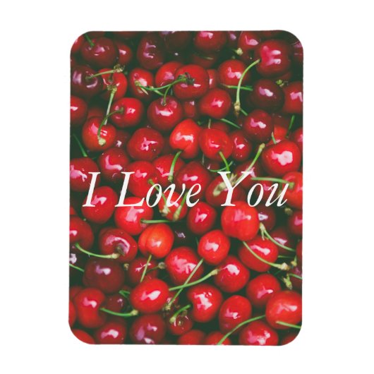 Magnet Flexible Red Cherry - I Love You (texte personnalisable) (Vertical)