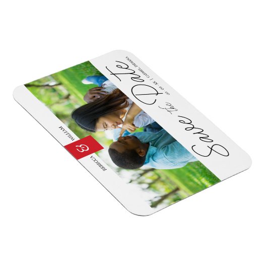 Magnet Flexible Red Chic Custom Photo Instant Engagé Couple (Côté Droit)