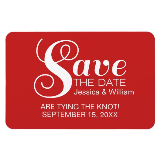 Magnet Flexible Red Chic Typographie Enregistrer l'aimant de date (Horizontal)