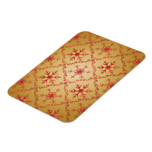 Magnet Flexible Red Christmas Stars on Gold