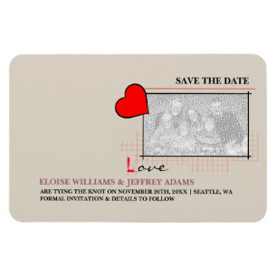 Magnet Flexible Red Heart Love Save the Date Photo