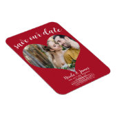 Magnet Flexible Red Heart Photo Wedding Enregistrer la date (Côté Droit)