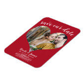 Magnet Flexible Red Heart Photo Wedding Enregistrer la date (Côté Gauche)
