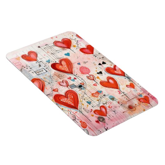 Magnet Flexible Red Hearts Whimsical Love Motif (Côté Droit)