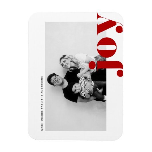 Magnet Flexible Red Joy Bold Typographie Photo moderne Noël (Vertical)