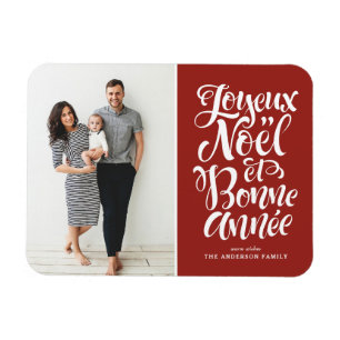 Magnet Flexible Red Joyeux Noël et Bonne Année Photo de Noël