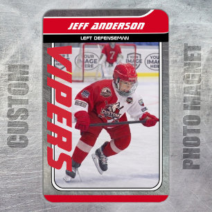 Magnet Flexible Red Metal Ice Hockey Trading Card Magnetic Dry Era
