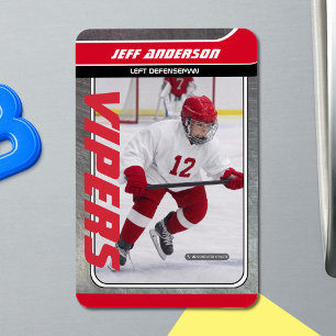 Magnet Flexible Red Metal Ice Hockey Trading Card Magnetic Dry Era