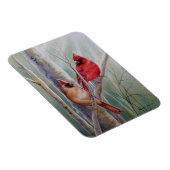 Magnet Flexible Red Northern Cardinal Bird Pair Aquarelle Art (Côté Droit)