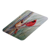 Magnet Flexible Red Northern Cardinal Bird Pair Aquarelle Art (Côté Gauche)