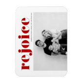 Magnet Flexible Red Rejoice Bold Typographie moderne Photo Noël (Vertical)
