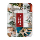 Magnet Flexible Red Retro Happy Holidays Photo Collage (Vertical)
