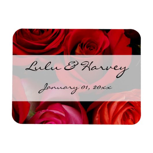 Magnet Flexible Red Rose Bouquet Mariage personnel (Horizontal)