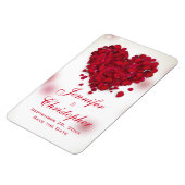 Magnet Flexible Red Rose Petals Love Heart Enregistrer la date (Côté Gauche)