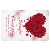 Magnet Flexible Red Rose Petals Love Heart Enregistrer la date (Horizontal)