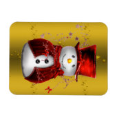 Magnet Flexible Red Snowmen en or (Horizontal)