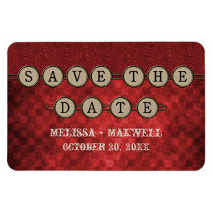 Magnet Flexible Red Steampunk Keys Enregistrer la date Flexi Magne