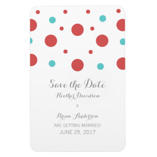 Magnet Flexible Red Turquoise Confetti Enregistrer l'aimant de dat