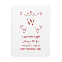 Red Whimsical Flourish Enregistrer l'aimant de dat