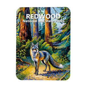 Magnet Flexible Redwood National Park Van Gogh Forêt Renard Person