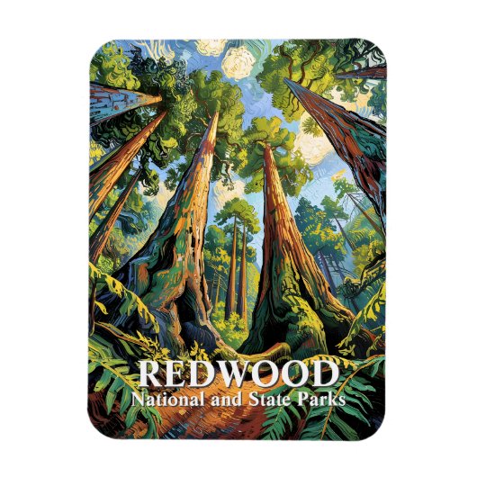 Magnet Flexible Redwoods National Park California Van Gogh Custom (Vertical)