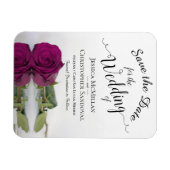 Magnet Flexible Refléter Magenta Rose mariage Enregistrer la date (Horizontal)