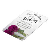 Magnet Flexible Refléter Magenta Rose mariage Enregistrer la date (Côté Gauche)