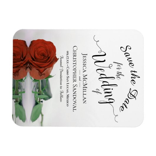 Magnet Flexible Refléter Rust Orange Rose Mariage Enregistrer la d (Horizontal)