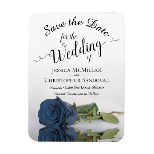 Magnet Flexible Refléter Steel Blue Rose Wedding Enregistrer la da