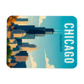 Magnet Flexible Reflets de l'horizon de Chicago (Horizontal)