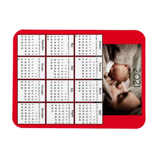 Magnet Flexible Réfrigérateur Mini Calendrier 2021 (Horizontal)