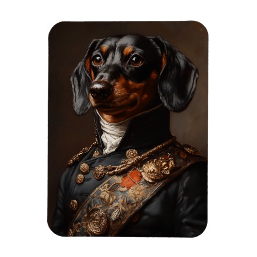 Magnet Flexible Regal Dachshund en uniforme militaire napoléonien (Vertical)