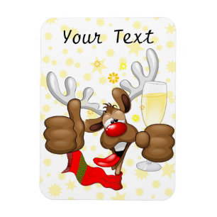 Magnet Flexible Reindeer Drunk Funny Caractère de Noël