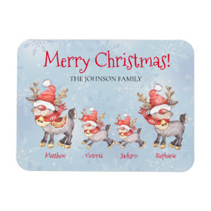 Magnet Flexible Reindeer Family Carte de Noël Joyeux Personnalisée
