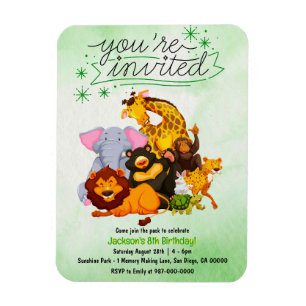 Magnet Flexible Rejoignez la Pack Safari Animal Party Invitation